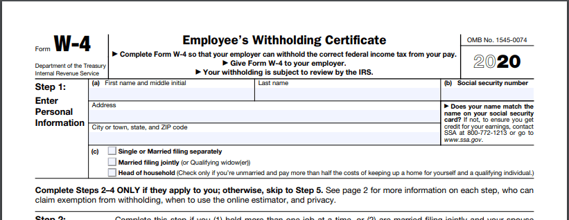 W-4 Tax Form
