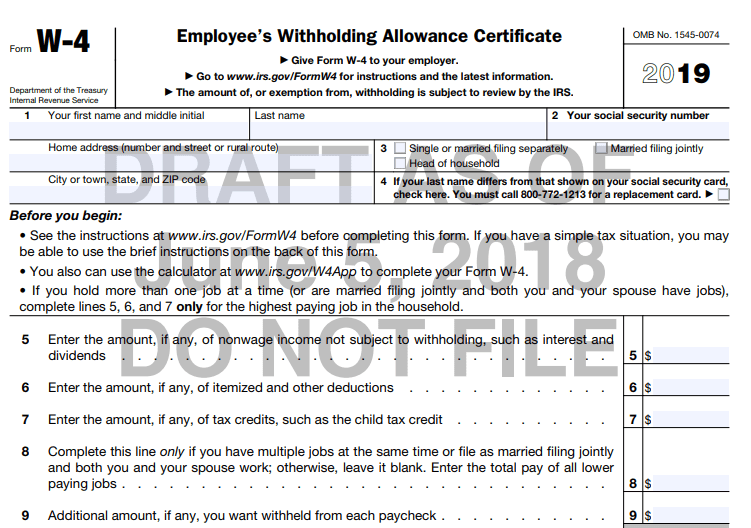 Draft Form W-4